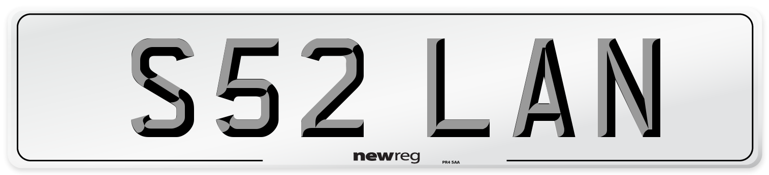 S52 LAN Number Plate from New Reg